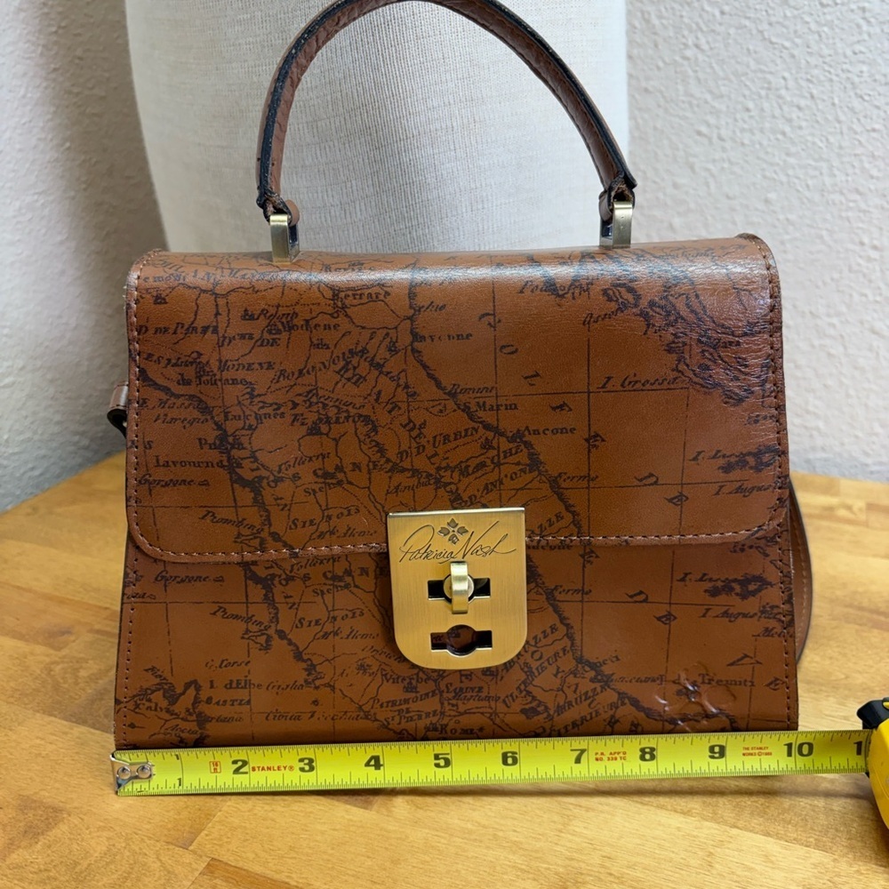 Patricia Nash Cassano Signature Map Leather Top Handle Crossbody - Picture 8 of 10